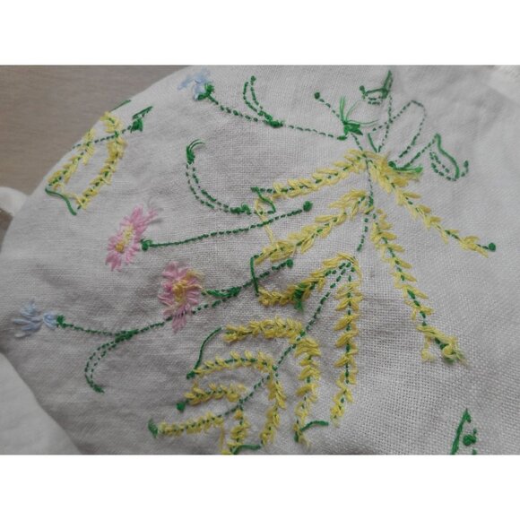 Vintage Pink Green Floral handmade embroidered Lace Dresser scarf runner - Picture 4 of 4